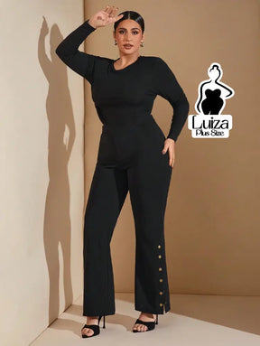 Calça Flare Alfaiataria Botões Laterais Plus Size