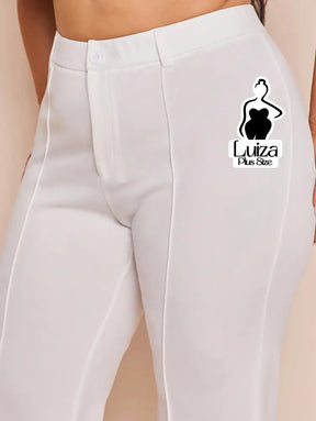 Calça Flare Alfaiataria Cintura Alta Recortes Plus Size