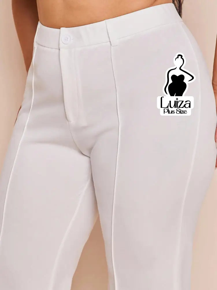 Calça Flare Alfaiataria Cintura Alta Recortes Plus Size