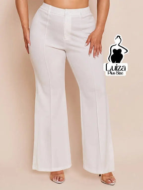 Calça Flare Alfaiataria Cintura Alta Recortes Plus Size