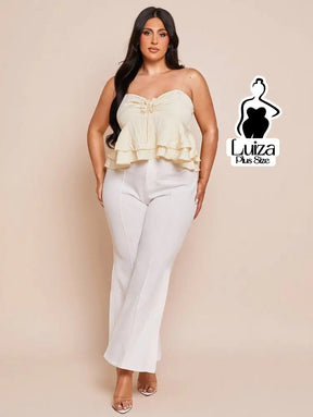 Calça Flare Alfaiataria Cintura Alta Recortes Plus Size