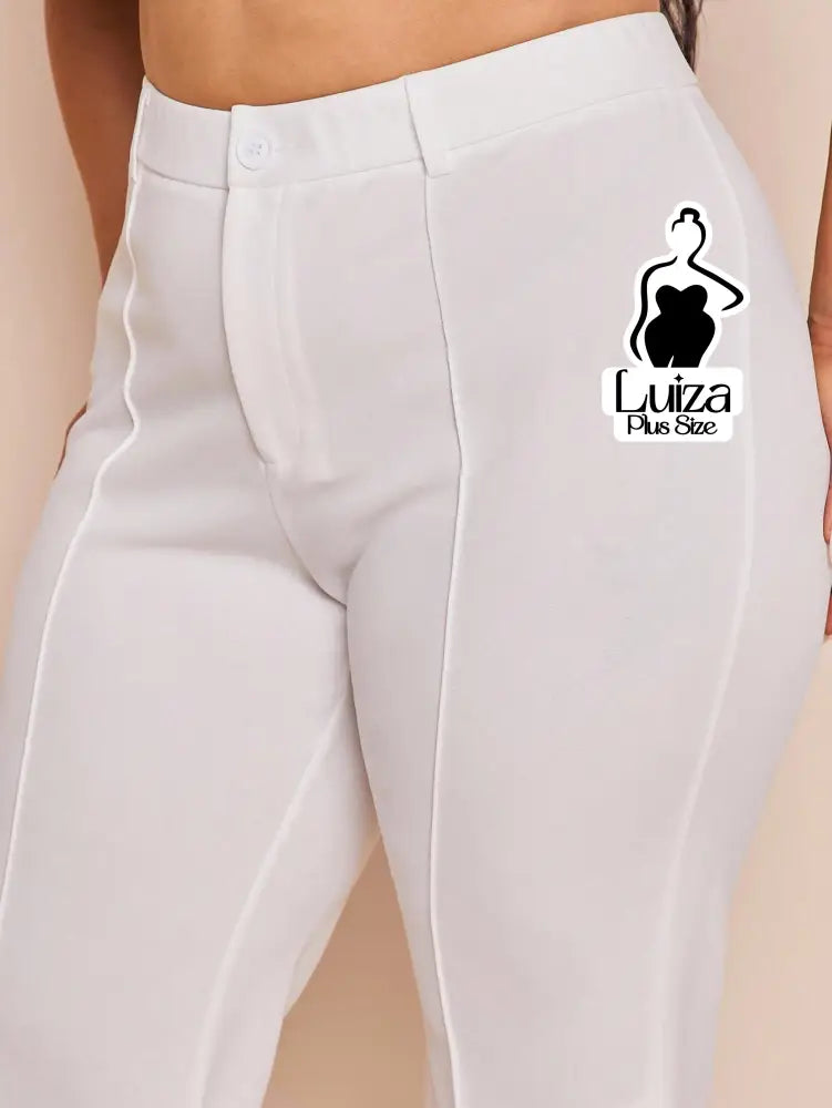 Calça Flare Alfaiataria Cintura Alta Recortes Plus Size