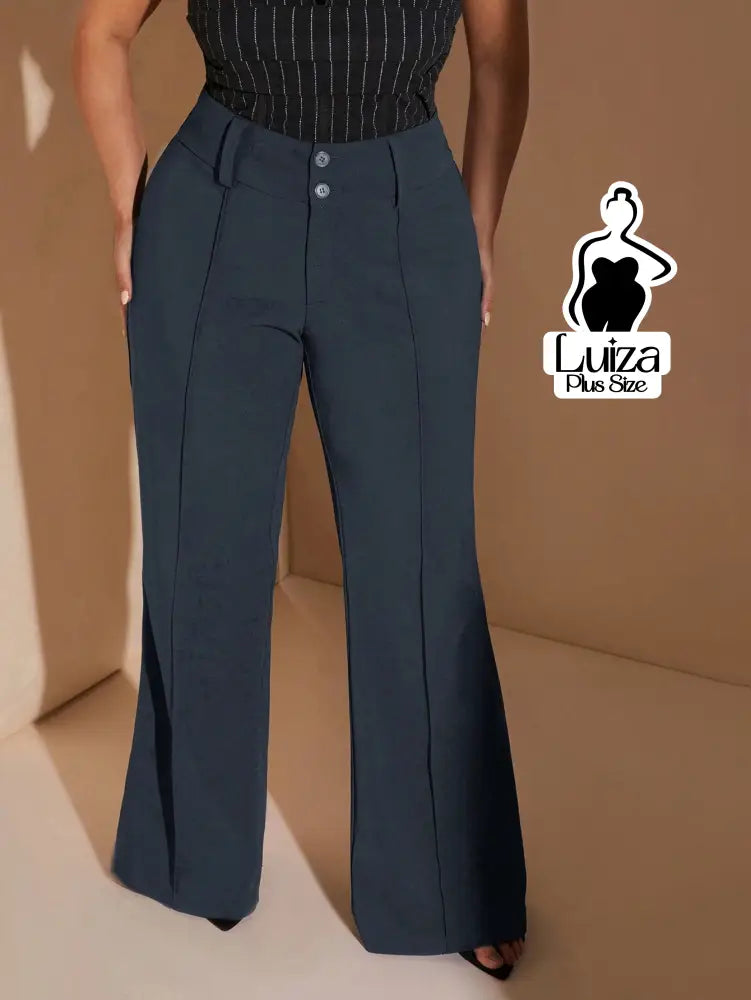 Calça Flare Alfaiataria Cintura Alta Sofisticada Plus Size