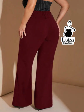 Calça Flare Alfaiataria Cintura Alta Sofisticada Plus Size