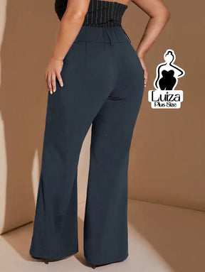 Calça Flare Alfaiataria Cintura Alta Sofisticada Plus Size