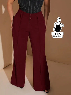 Calça Flare Alfaiataria Cintura Alta Sofisticada Plus Size