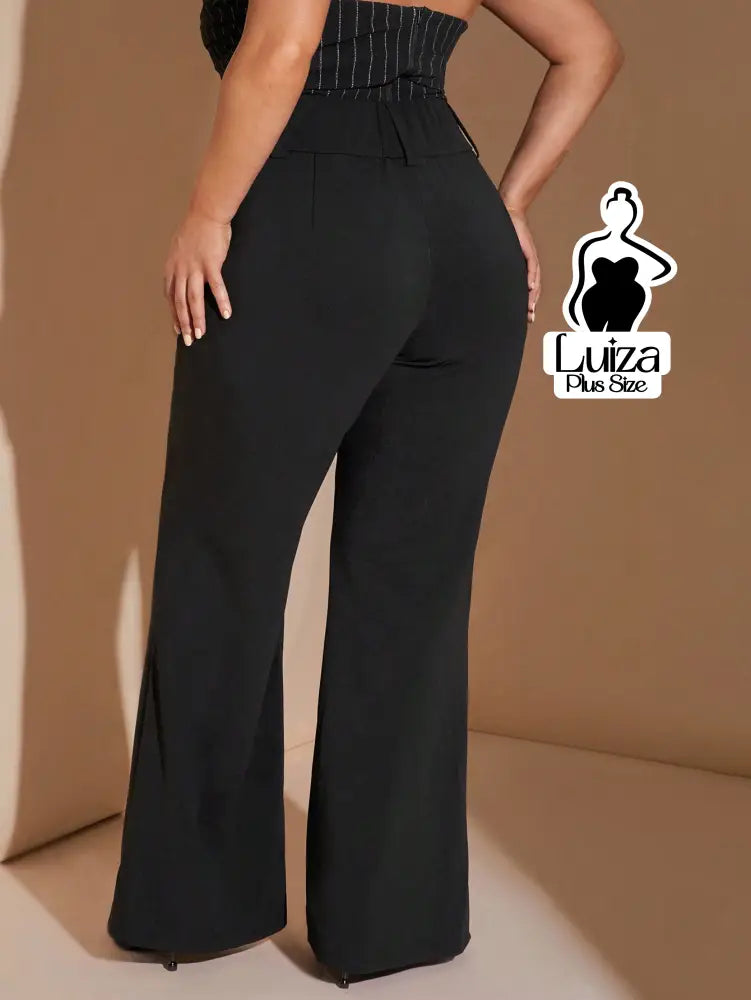 Calça Flare Alfaiataria Cintura Alta Sofisticada Plus Size