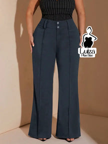 Calça Flare Alfaiataria Cintura Alta Sofisticada Plus Size