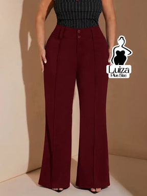 Calça Flare Alfaiataria Cintura Alta Sofisticada Plus Size