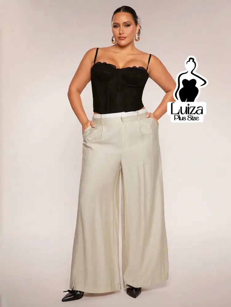 Calça Pantalona Alfaiataria Caimento Elegante Plus Size