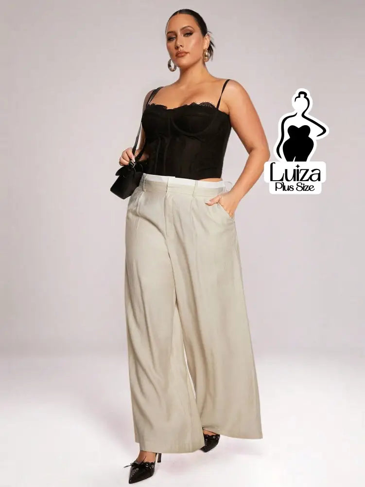 Calça Pantalona Alfaiataria Caimento Elegante Plus Size