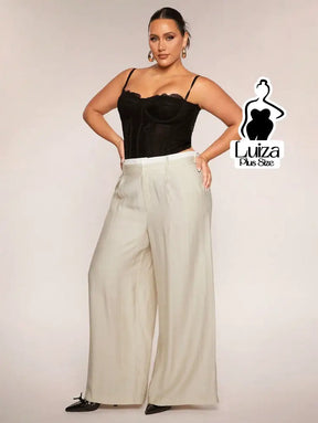 Calça Pantalona Alfaiataria Caimento Elegante Plus Size
