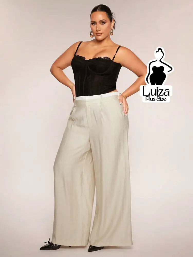 Calça Pantalona Alfaiataria Caimento Elegante Plus Size
