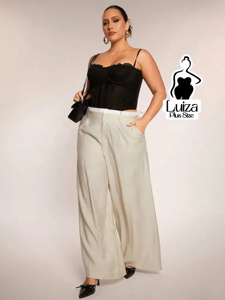 Calça Pantalona Alfaiataria Caimento Elegante Plus Size