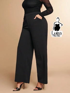 Calça Pantalona Alfaiataria Cintura Alta Elegante Plus Size