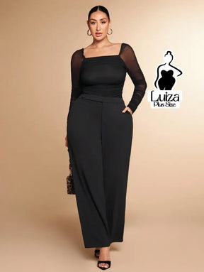 Calça Pantalona Alfaiataria Cintura Alta Elegante Plus Size