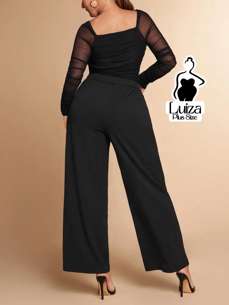Calça Pantalona Alfaiataria Cintura Alta Elegante Plus Size