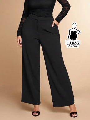 Calça Pantalona Alfaiataria Cintura Alta Elegante Plus Size