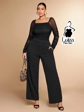 Calça Pantalona Alfaiataria Cintura Alta Elegante Plus Size