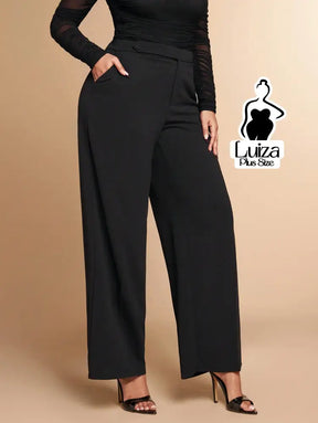 Calça Pantalona Alfaiataria Cintura Alta Elegante Plus Size