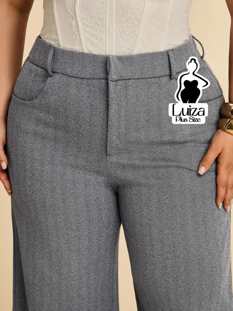 Calça Pantalona Alfaiataria Cintura Alta Moderna Plus Size