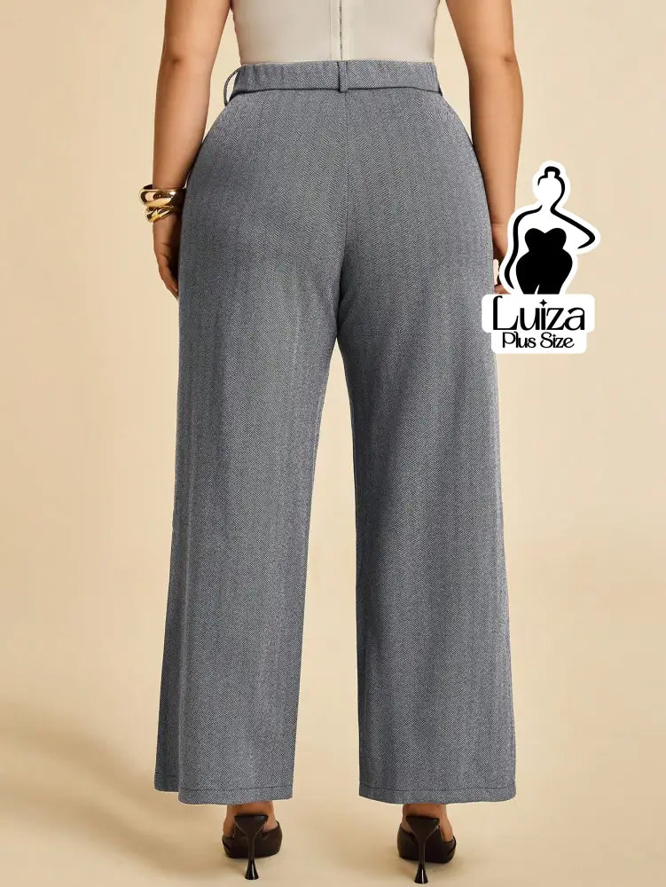 Calça Pantalona Alfaiataria Cintura Alta Moderna Plus Size