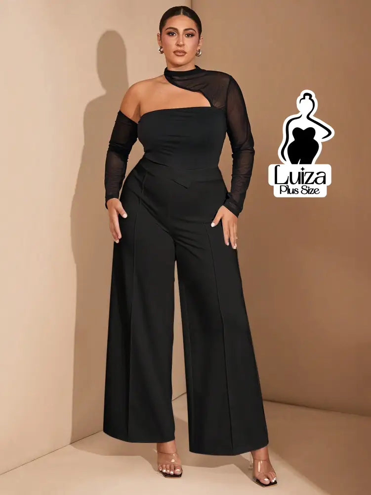 Calça Pantalona Alfaiataria Cintura Alta Recorte Plus Size