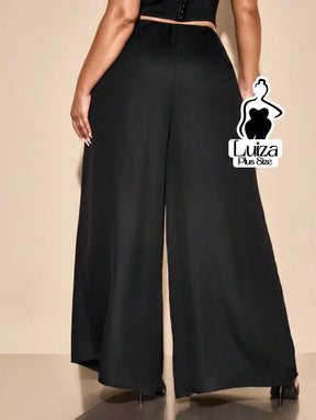 Calça Pantalona Alfaiataria Cintura Alta Sofisticada Plus Size