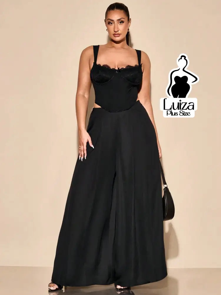 Calça Pantalona Alfaiataria Cintura Alta Sofisticada Plus Size