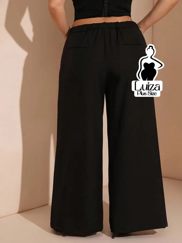 Calça Pantalona Alfaiataria Faixa E Argola Plus Size