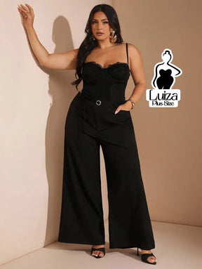 Calça Pantalona Alfaiataria Faixa E Argola Plus Size