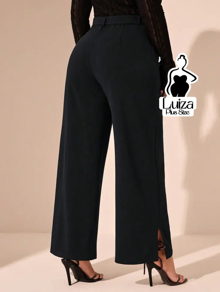 Calça Pantalona Alfaiataria Faixa E Fenda Plus Size