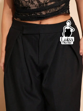 Calça Pantalona Alfaiataria Pregas Amplas Plus Size