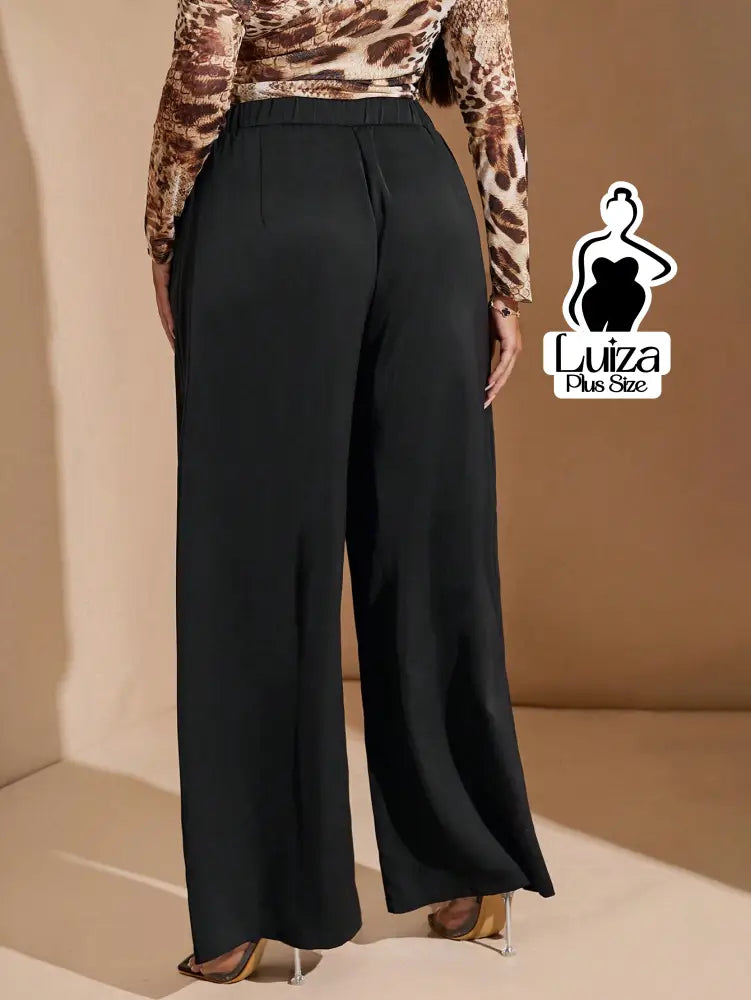 Calça Pantalona Alfaiataria Pregas Elegante Plus Size