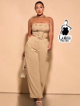 Calça Pantalona Cintura Alta Recorte No Cós Plus Size