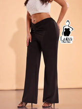 Calça Pantalona Cintura Alta Tecido Acetinado Plus Size