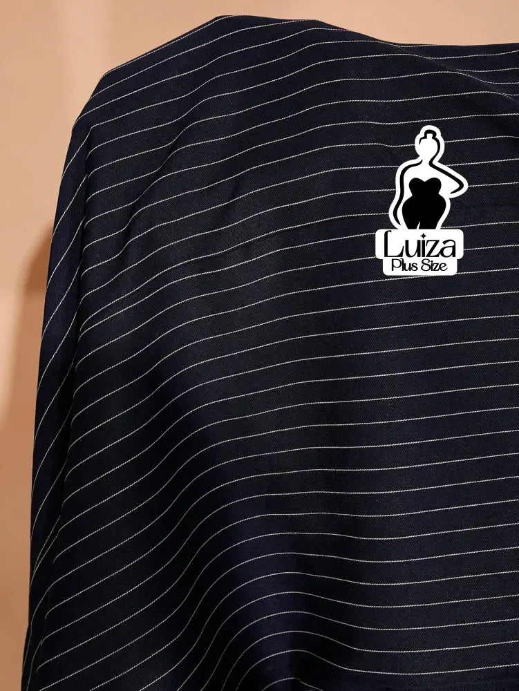 Calça Pantalona Listrada Amarração Na Cintura Plus Size