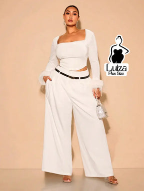 Calça Pantalona Recorte Moderno Toque Chic Plus Size