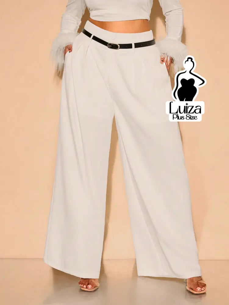 Calça Pantalona Recorte Moderno Toque Chic Plus Size