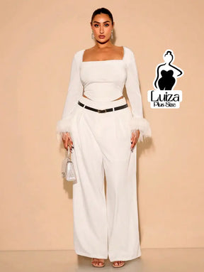 Calça Pantalona Recorte Moderno Toque Chic Plus Size