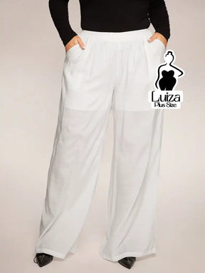 Calça Pantalona Tecido Leve Cós Elástico Plus Size