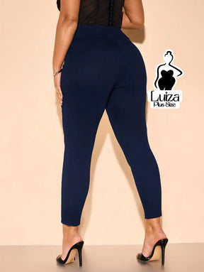 Calça Skinny Cintura Alta Cós Elástico Plus Size