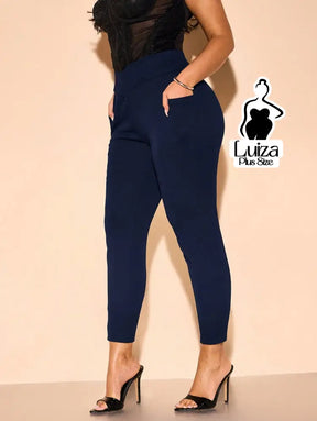 Calça Skinny Cintura Alta Cós Elástico Plus Size