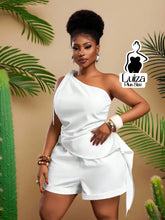 Conjunto Blusa Um Ombro Só Short Casual Sofisticado Plus Size