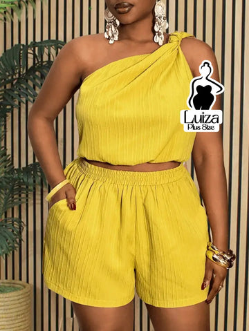 Conjunto Blusa Um Ombro Só Short Casual