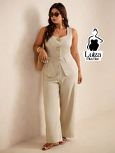 Conjunto Colete Alfaiataria Calça Pantalona Social Plus Size