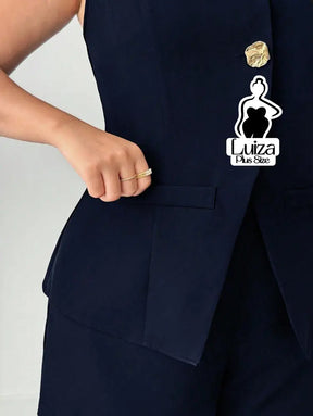 Conjunto Colete Alfaiataria Sem Mangas Short Elegante Plus Size