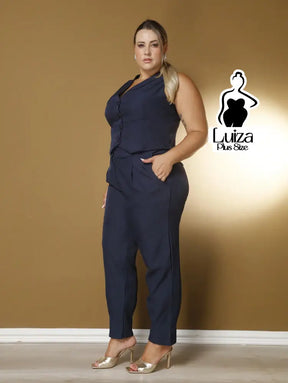 Conjunto Colete Botões Calça Jogger Casual Elegante Plus Size