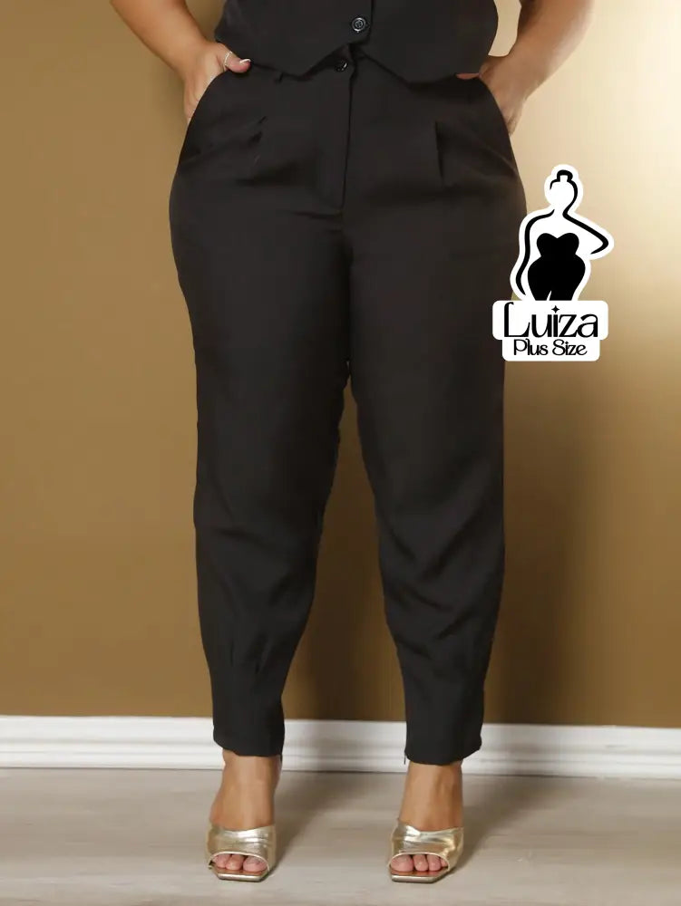 Conjunto Colete Botões Calça Jogger Casual Elegante Plus Size