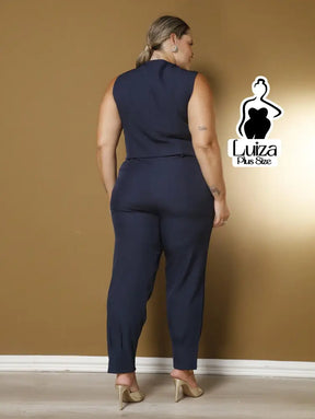 Conjunto Colete Botões Calça Jogger Casual Elegante Plus Size